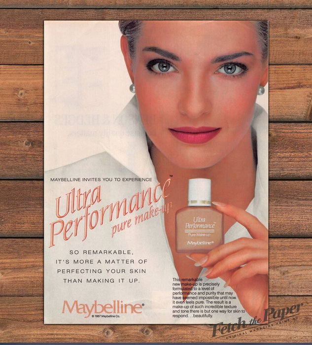 Maybelline Ultra Performance Pure Make-Up Portrait Print Ad 1987 1980s