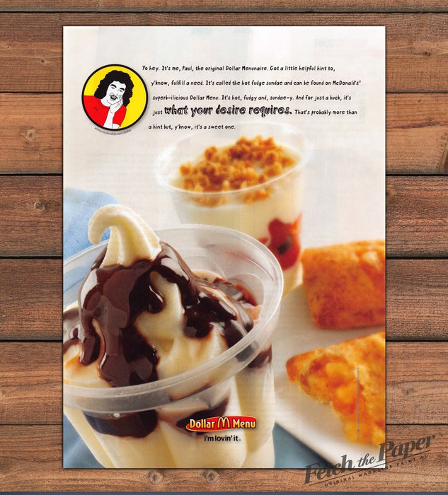 McDonald's Dollar Menu Hot Fudge Sundae Print Ad 2008 2000s