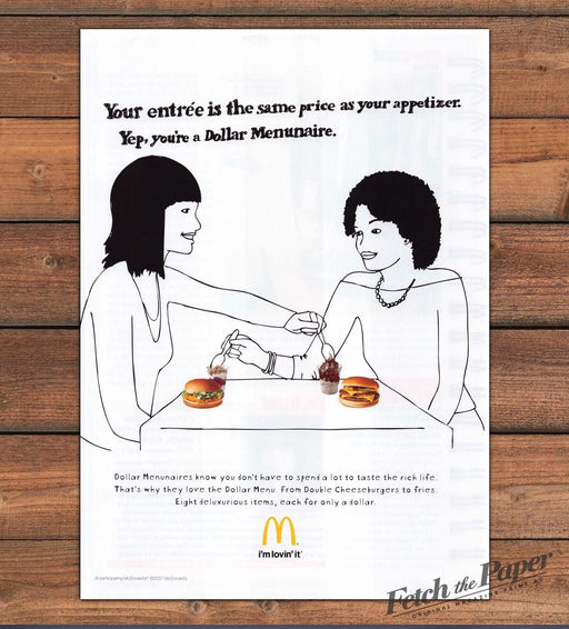 McDonald's Dollar Menunaire Dollar Menu Cheeseburgers Print Ad 2008 2000s