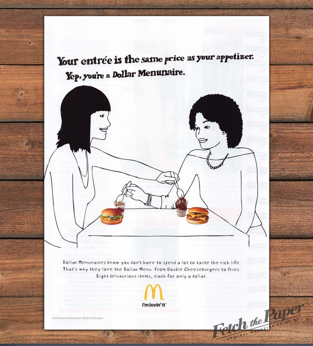 McDonald's Dollar Menunaire Dollar Menu Cheeseburgers Print Ad 2008 2000s