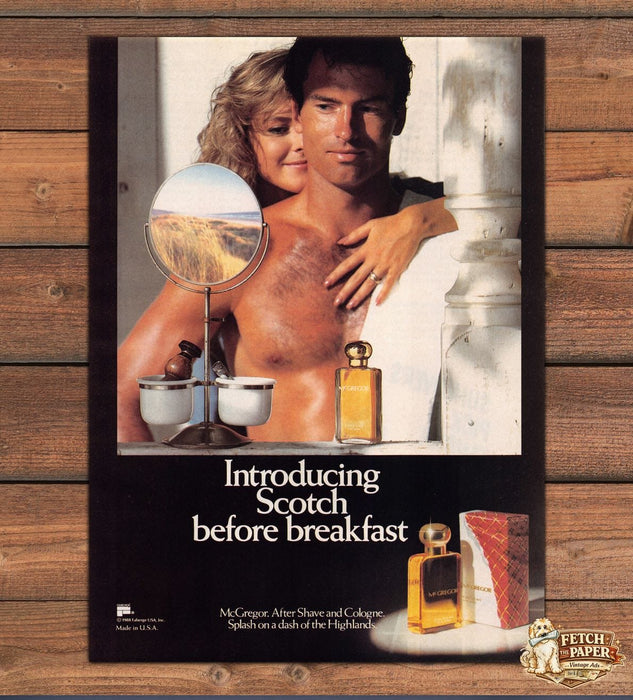 McGregor Scotch Before Breakfast Cologne Bare Chest Print Ad 1988 1980s