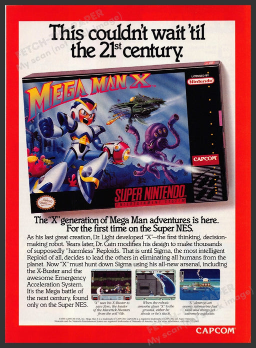 Mega Man X Super Nintendo Video Game 1990s Print Advertisement Ad 1993