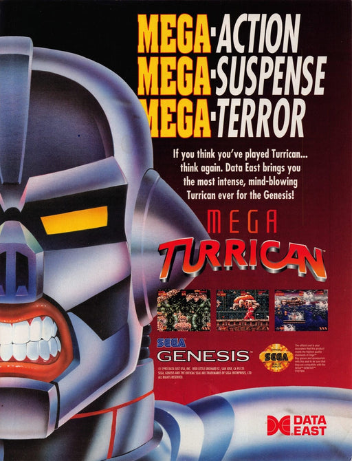 Mega Turrican Sega Video Game 1990s Print Advertisement Ad 1993