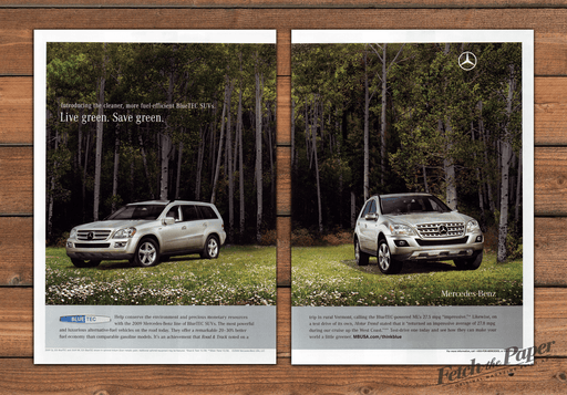 Mercedes-Benz BlueTEC SUVs Live Green Save Green Print Ad 2008 2000s (2pgs)