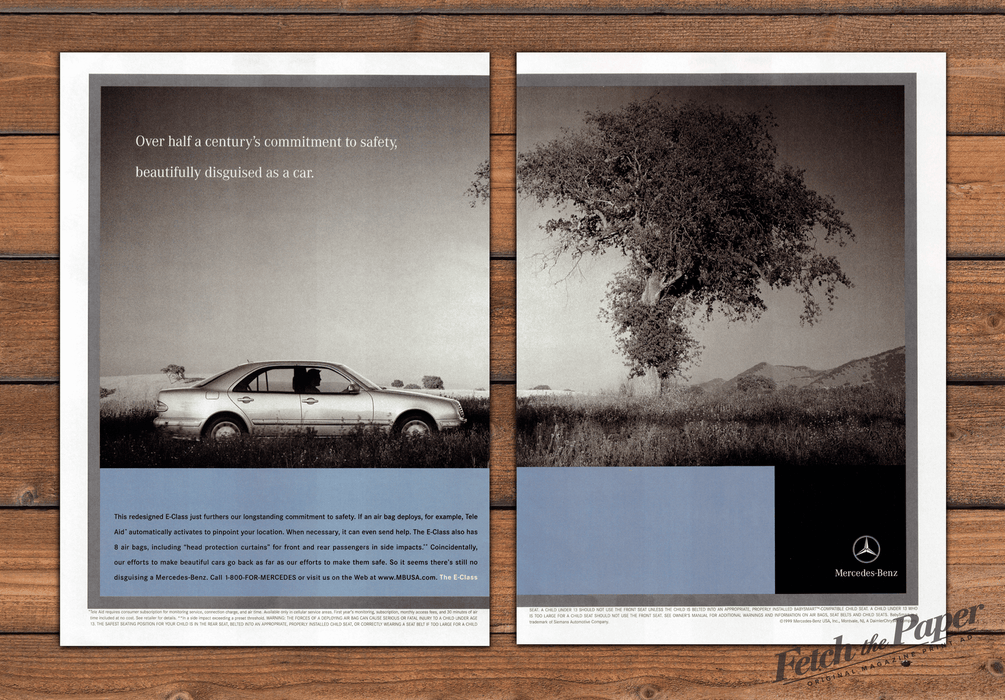Mercedes-Benz E-Class Safety Disguised as a Car Print Ad 1999 1990s (2pgs)