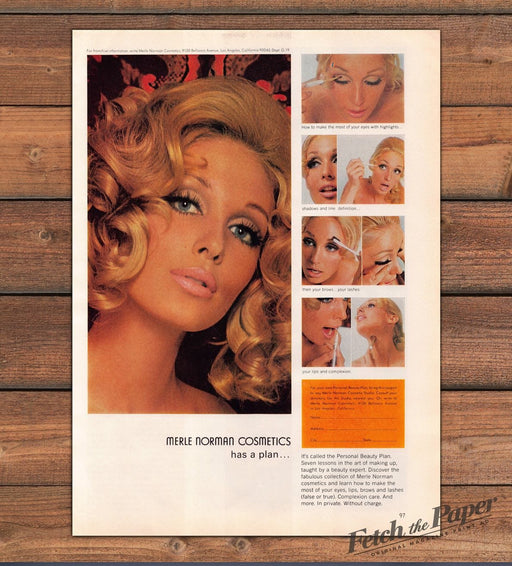 Merle Norman Cosmetics Personal Beauty Plan Blonde Curls Print Ad 1968 1960s