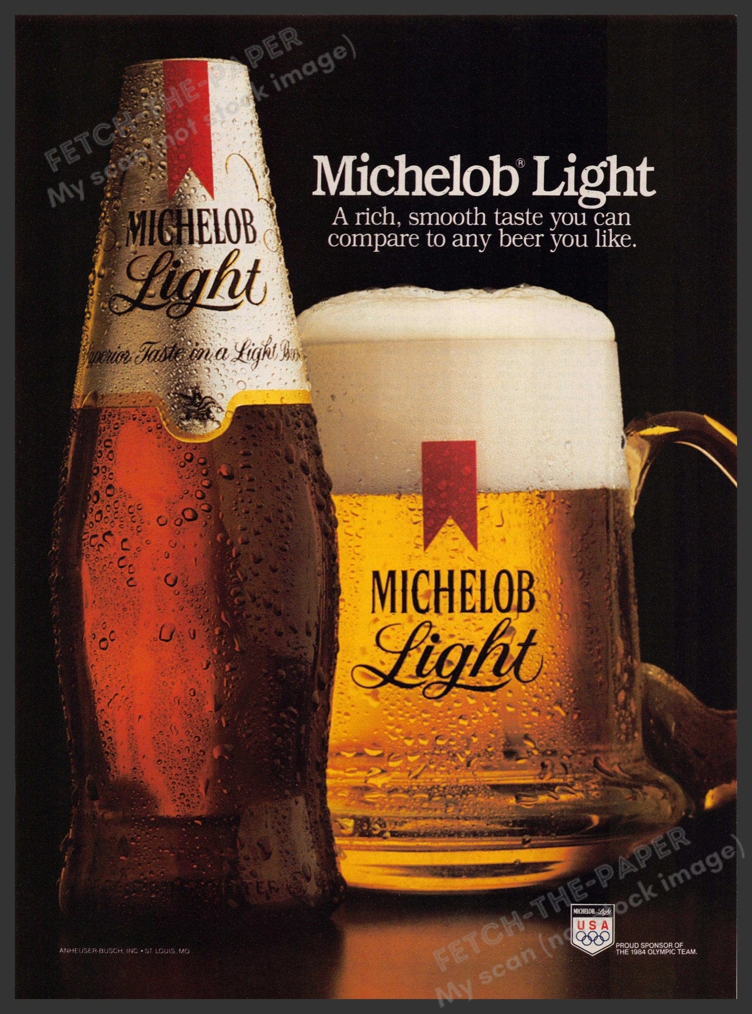 Michelob Light 1984 Vintage Beer Ad - Bottle & Mug Print — Fetch