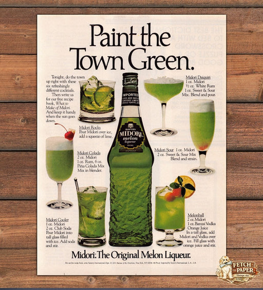 Midori Melon Liqueur Cocktail Recipes Suntory Print Ad 1981 1980s