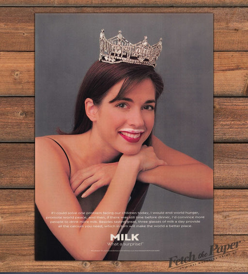 Milk "What a Surprise!" Miss America Heather Whitestone Print Ad 1995 1990s