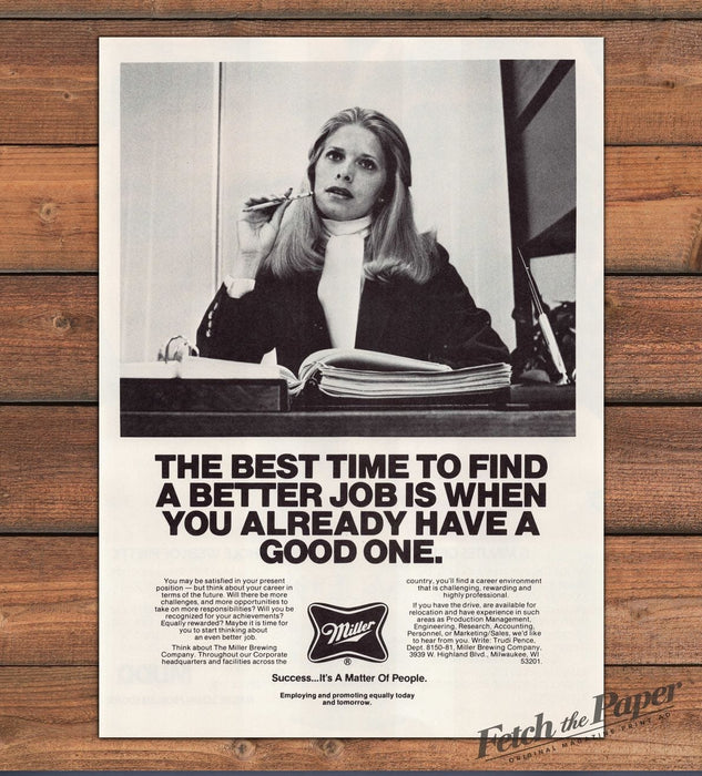 Miller Brewing Company Career Job Recruitment Woman Judge Print Ad 1981 1980s