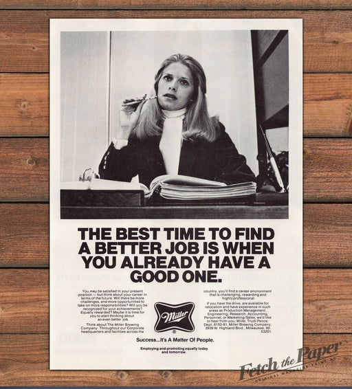 Miller Brewing Company Career Job Recruitment Woman Judge Print Ad 1981 1980s
