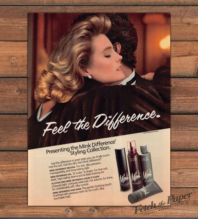 Mink Difference 1980s Magazine Print Advertisement 1988 Waves Feel Couple