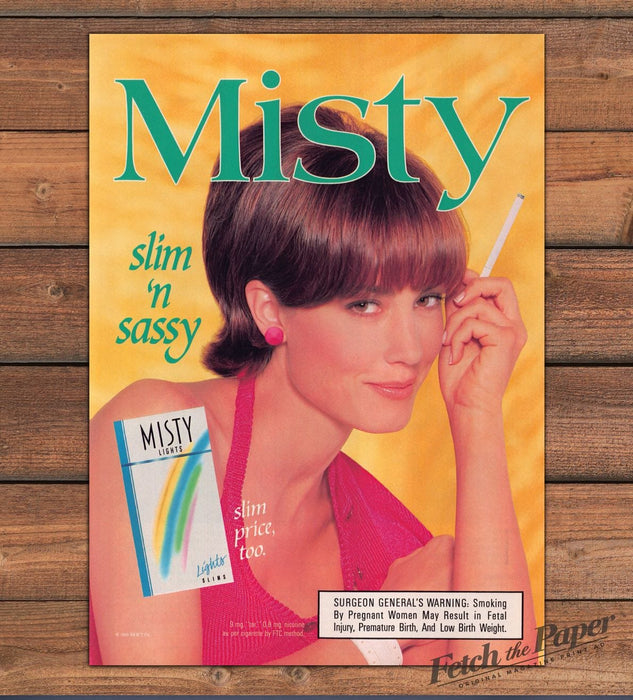 Misty Lights Slims "Slim 'n Sassy" Playful Retro Bob Print Ad 1995 1990s
