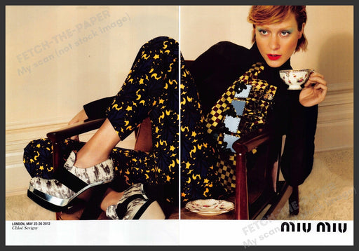 Miu Miu Chloe Sevigny 2010s Print Advertisement (2 pages) 2012 Fashion Legs Fetch-the-Paper