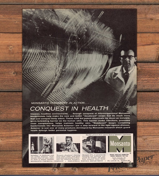 Monsanto Chemistry In Action Conquest In Health Scientist Print Ad 1959 1950s
