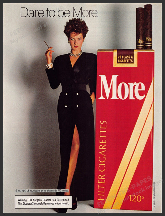 More Cigarettes 1980s Magazine Print Advertisement 1985  Legs Dare to be More More Cigarettes