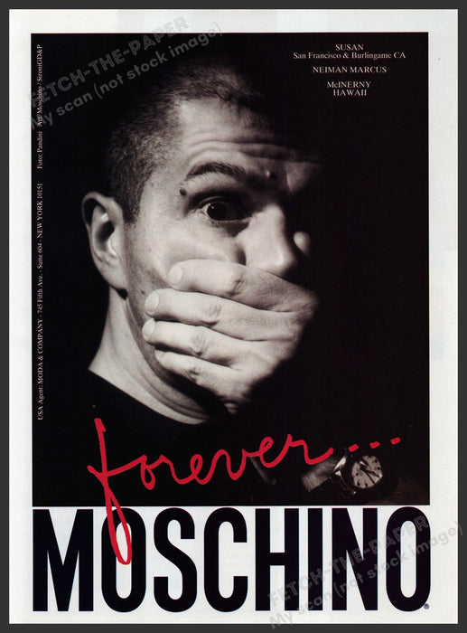Moschino Forever Clothing 1990s Print Advertisement Ad 1995 Pandini Photo Fetch the Paper!