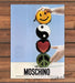 Moschino Round Purses Smiley Face Yin Yang Heart Peace Sign Print Ad 1997 1990s