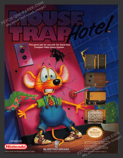 Mouse Trap Hotel Video Game 1990s Print Advertisement Ad 1991