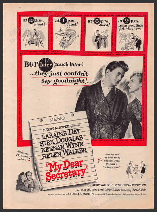 "My Dear Secretary" Movie Release Kirk Douglas 1940s Print Advertisement Ad 1948 Fetch-the-Paper