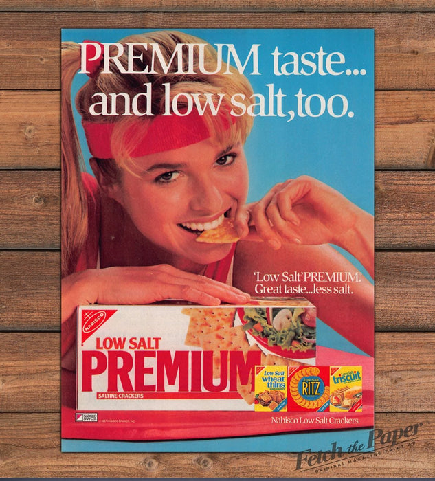 Nabisco Low Salt Premium Saltines Blonde Red Headband Print Ad 1987 1980s