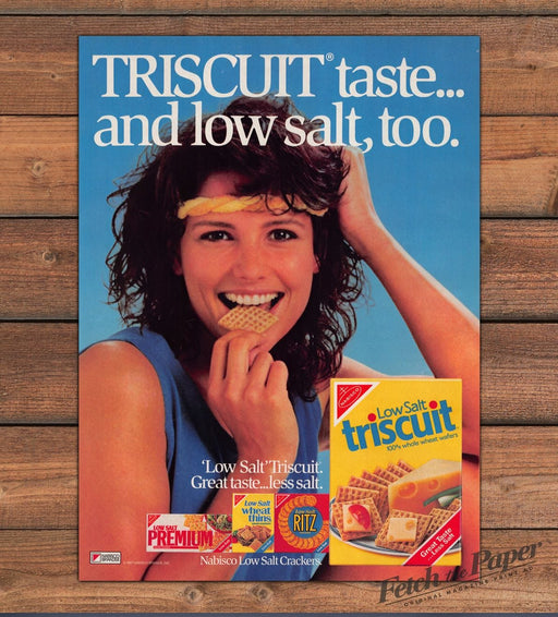 Nabisco Low Salt Triscuit Brunette Braided Headband Crackers Print Ad 1987 1980s