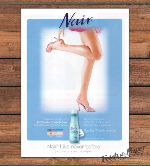 Nair Sensitive Formula Gel Cream Legs Pink Strappy Heels Print Ad 2007 2000s