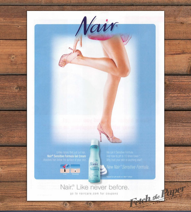 Nair Sensitive Formula Gel Cream Legs Pink Strappy Heels Print Ad 2007 2000s