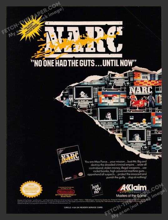 Narc Video Game 1990s Print Advertisement Ad 1990