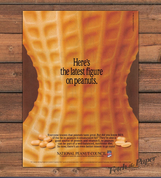 National Peanut Council Peanut Shape Figure Nutrition Print Ad 1993 1990s
