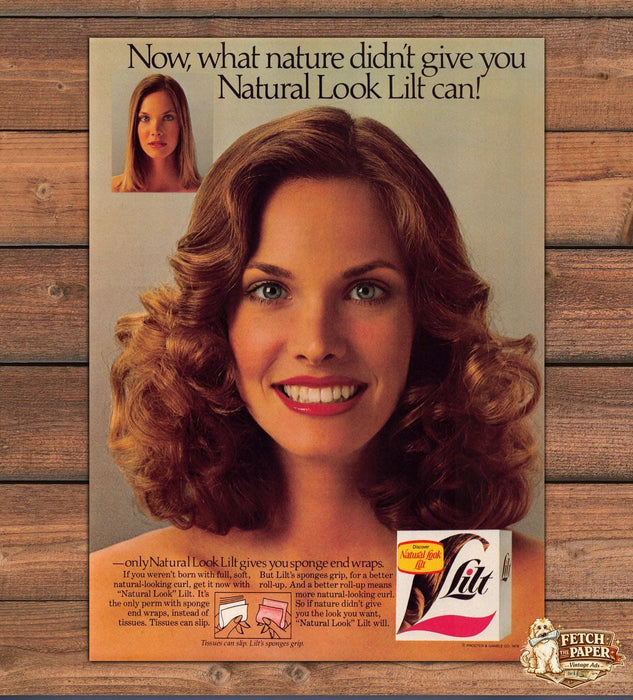 Natural Look Lilt Perm Sponge End Wraps Curly Hair Print Ad 1979 1970s