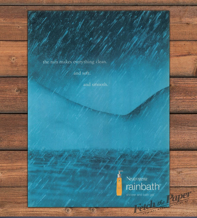 Neutrogena Rainbath Gel "The Rain Makes Everything Clean" Print Ad 1995 1990s