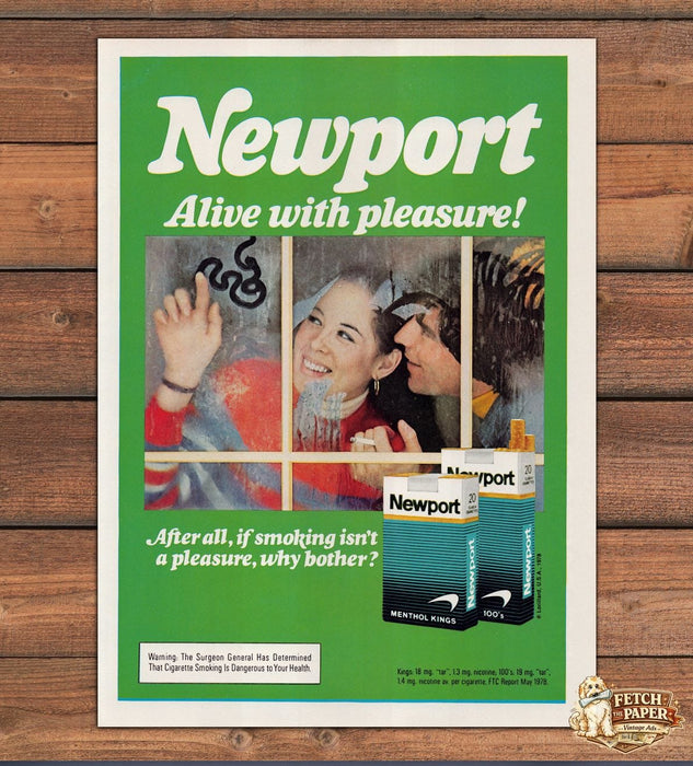 Newport Cigarettes 1970s Print Advertisement 1979 Couple Foggy Windows