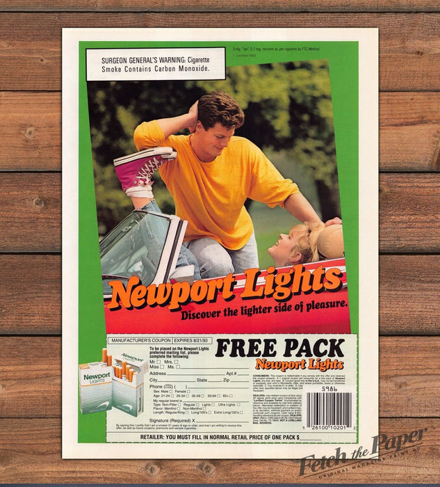 Newport Lights Couple Convertible Pink Sneakers Print Ad 1993 1990s