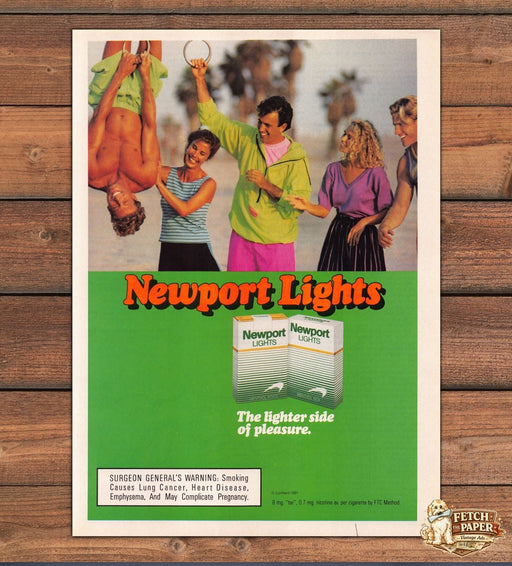 Newport Lights Lighter Side Pleasure Beach Rings Friends Print Ad 1991 1990s