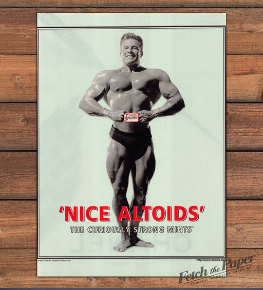 "Nice Altoids" Bodybuilder Mints 1990s Print Advertisement Ad 1998