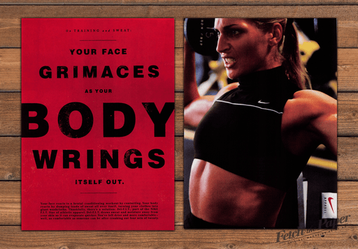 Nike Dri-F.I.T. Face Grimaces Body Wrings Print Ad 1997 1990s (2pgs)