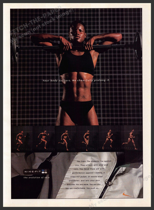 Nike Fit 1990s Magazine Print Advertisement 1998 "The evolution of skin" Nike