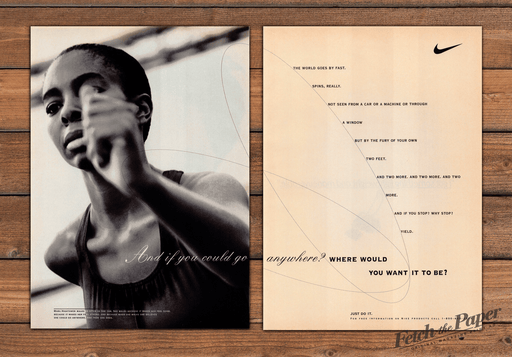 Nike Mara Hightower "And If You Could Go Anywhere?" Print Ad 1995 1990s (2pgs)