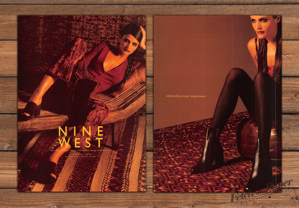 Nine West Helena Christensen Boots 1 Page (Front/Back) Print Ad 1997 1990s
