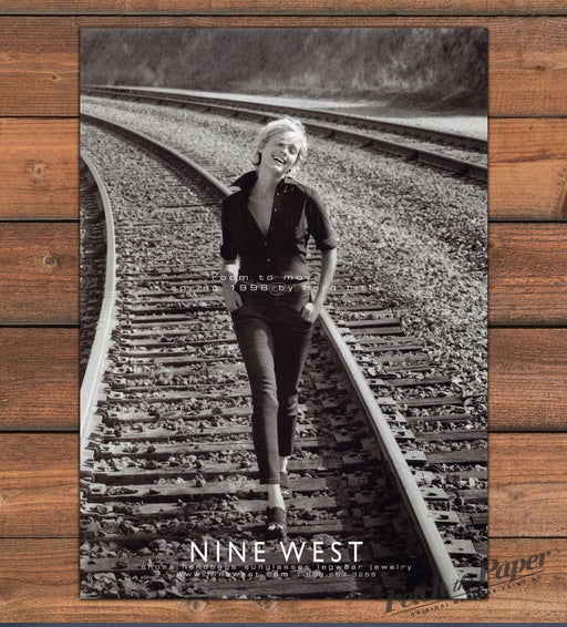 Nine West Room to Move Herb Ritts Railroad Tracks Print Ad 1998 1990s