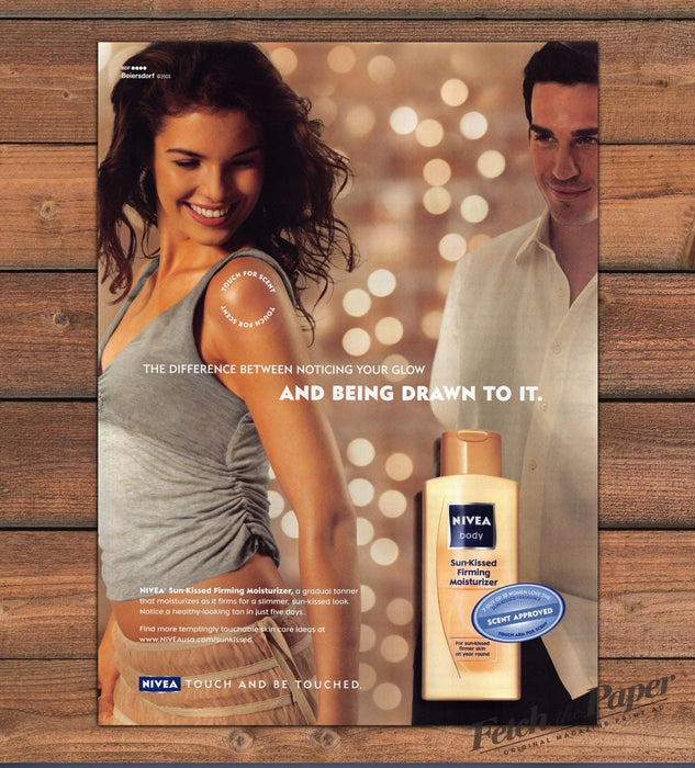 Nivea Sun-Kissed Firming Moisturizer Smiling Woman Man Print Ad 2008 2000s