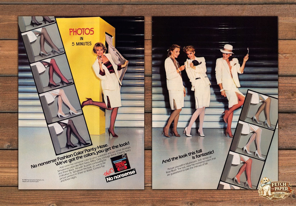 No Nonsense Fashion Colors Hosiery 1980s Print Advertisement (2 Pages) 1984