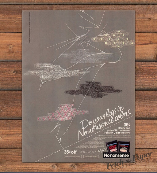 No Nonsense Hosiery 1980s Print Advertisement 1986 "Do your legs in color"