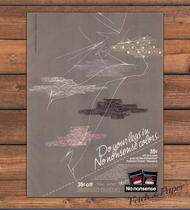 No Nonsense Hosiery 1980s Print Advertisement 1986 "Do your legs in color"