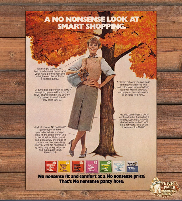 No Nonsense Panty Hose Smart Shopping Autumn Tree Fall Print Ad 1979 1970s