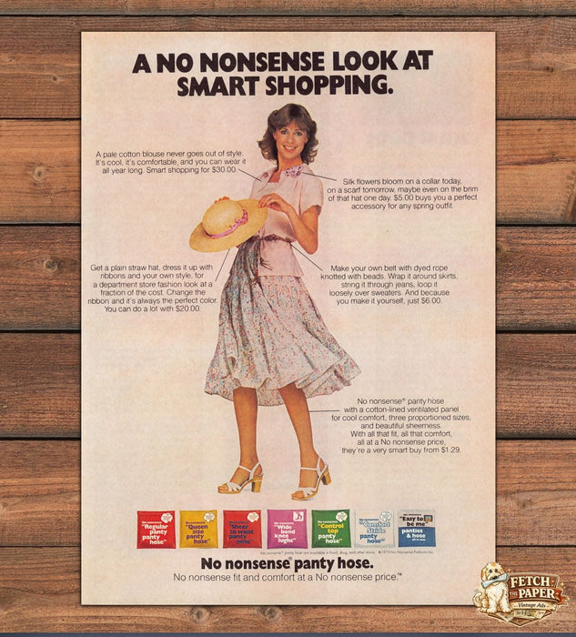 No Nonsense Pantyhose 1970s Print Advertisement 1979 Smart Shopping