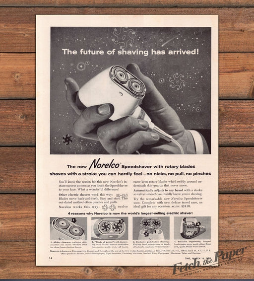 Norelco Speedshaver Rotary Blades Future Of Shaving Starry Print Ad 1959 1950s
