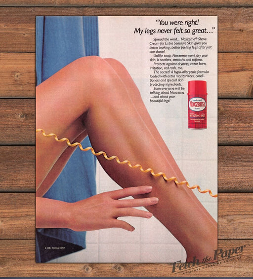 Noxzema Shave Cream Sexy Smooth Legs 1980s Print Advertisement Ad 1987
