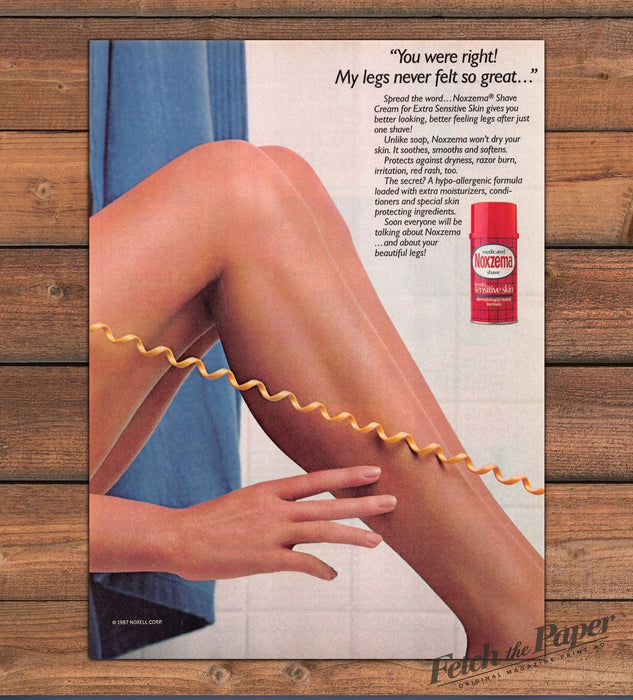 Noxzema Shave Cream Sexy Smooth Legs 1980s Print Advertisement Ad 1987